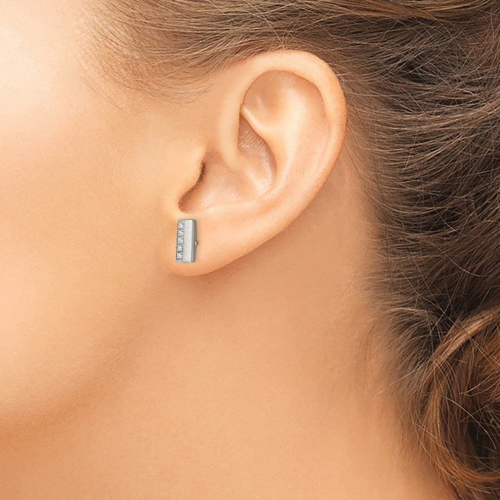 Chisel Stainless Steel Brushed with CZ Bar Post Earrings