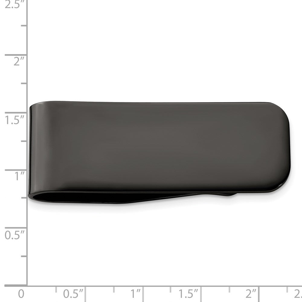 Chisel Stainless Steel Polished Black IP-plated Money Clip