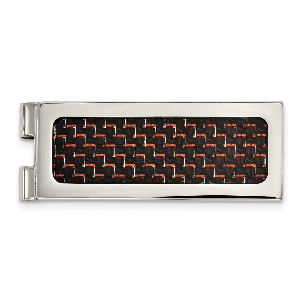 Chisel Stainless Steel Polished with Black and Red Carbon Fiber Inlay Money Clip