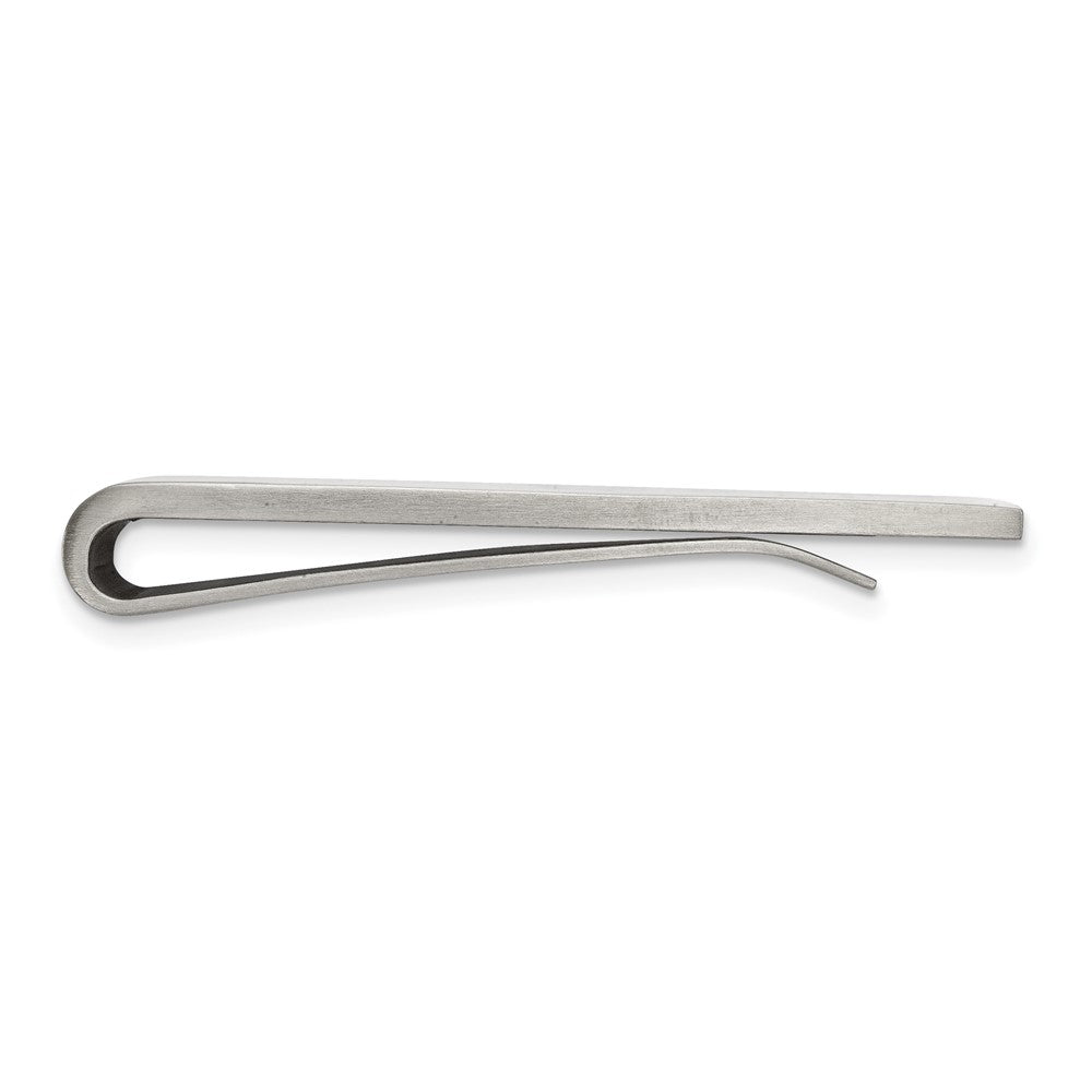 Chisel Stainless Steel Sterling Brushed with Silver Inlay CZ Money Clip