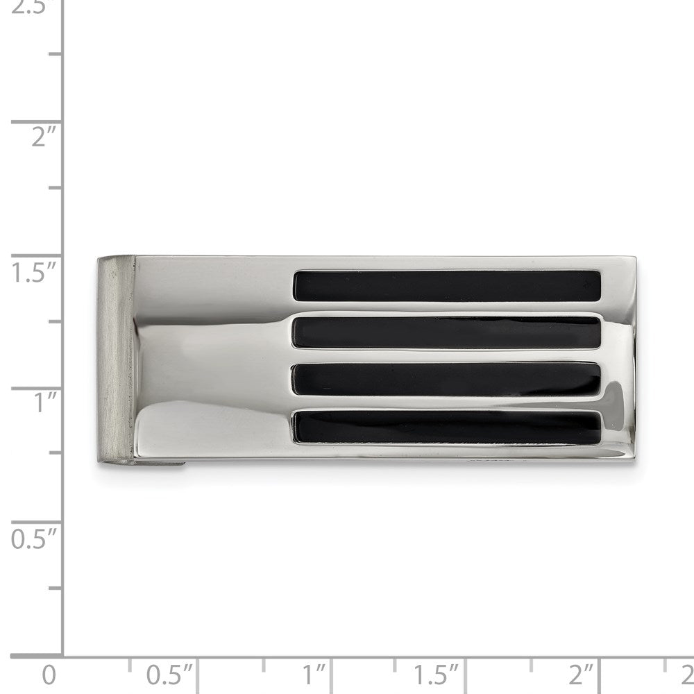 Chisel Stainless Steel Polished Black Enamel Money Clip