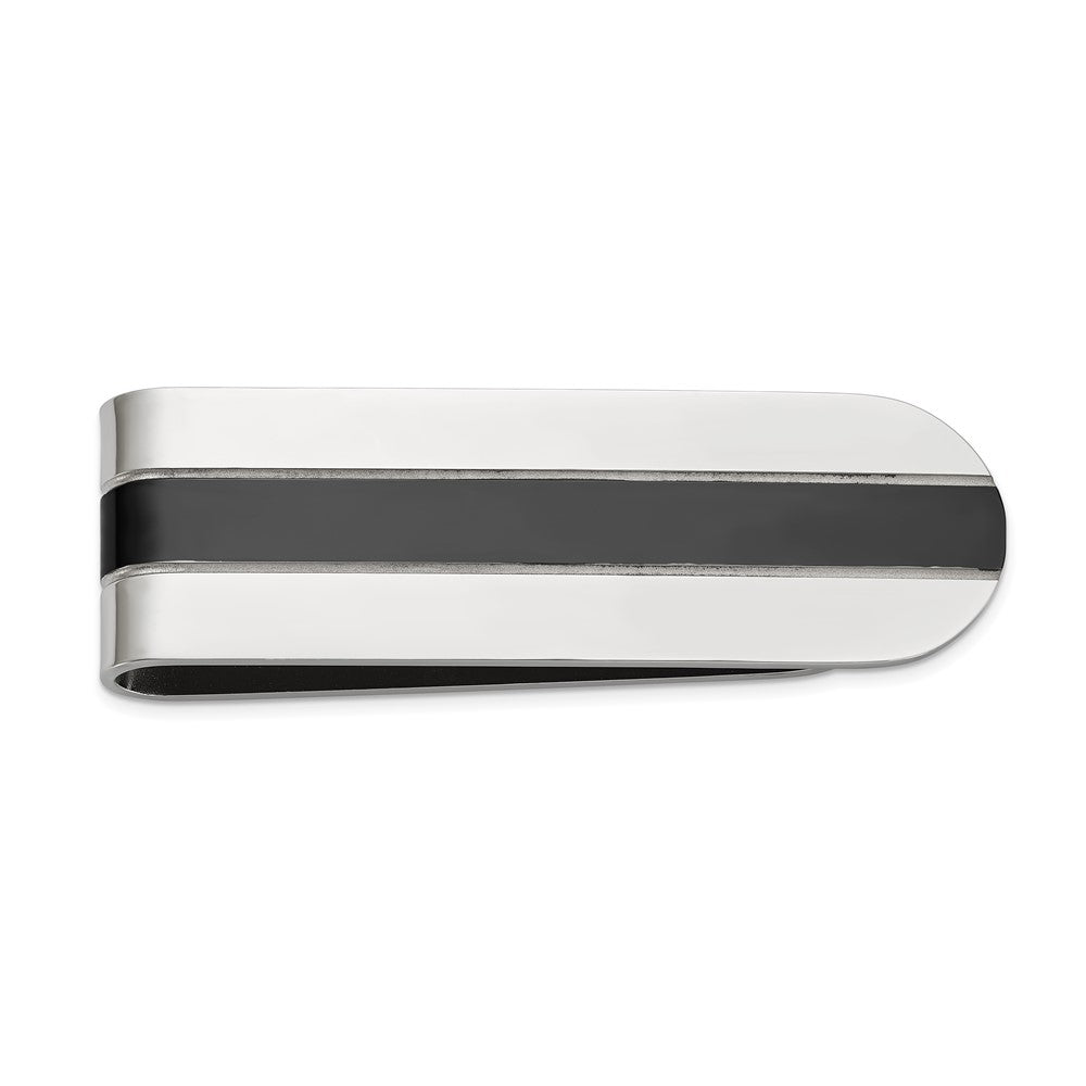 Chisel Stainless Steel Polished with Black IP-plated Center Money Clip