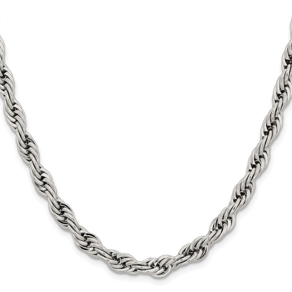 Chisel Stainless Steel Polished 7mm 18 inch Rope Chain