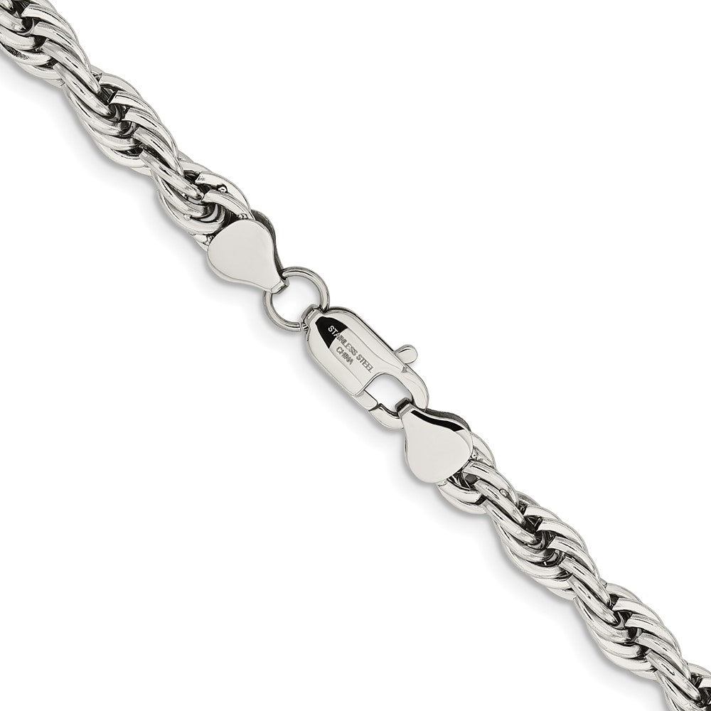 Chisel Stainless Steel Polished 7mm 22 inch Rope Chain