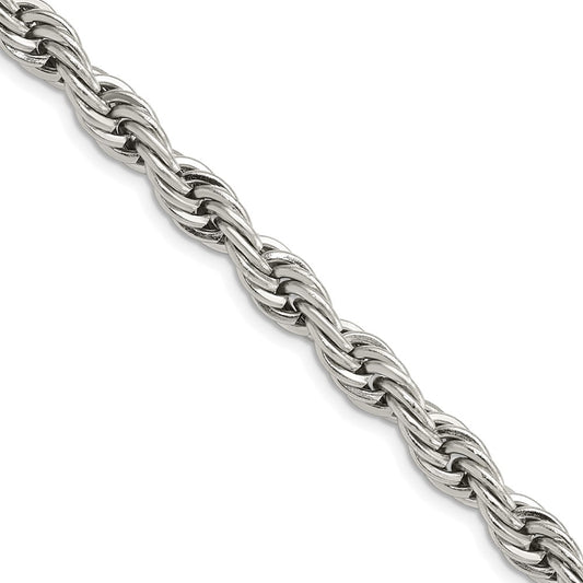 Chisel Stainless Steel Polished 7mm 16 inch Rope Chain