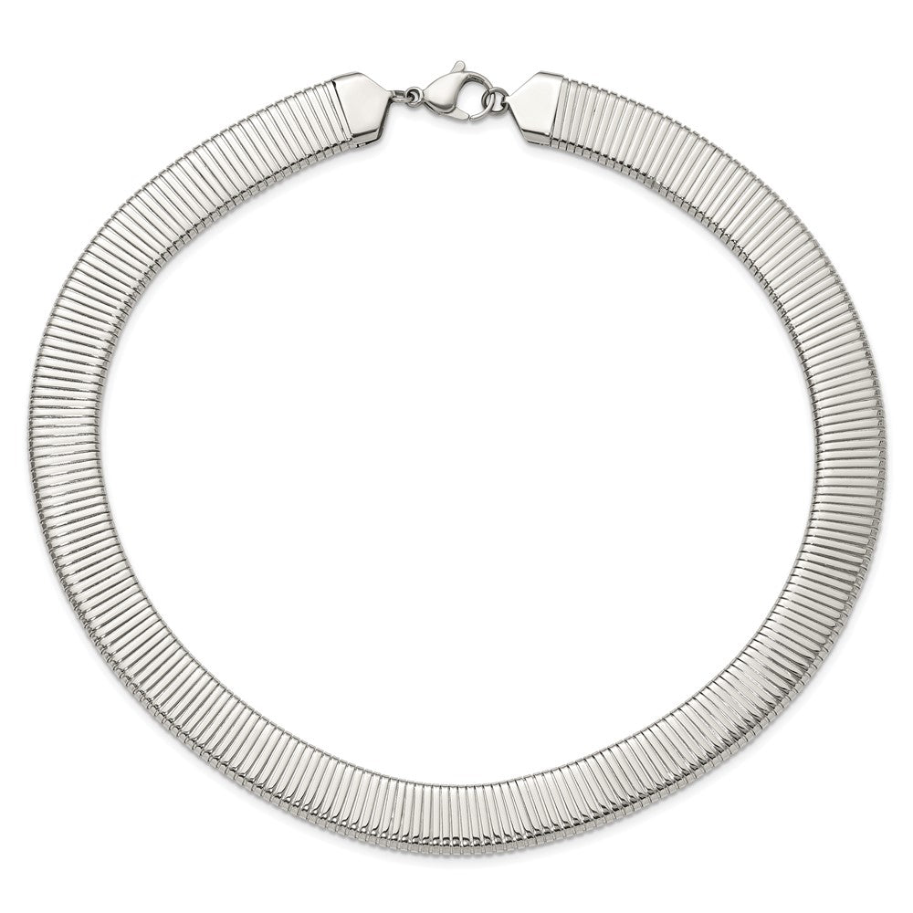 Chisel Stainless Steel Polished and Textured 18 inch Omega Necklace