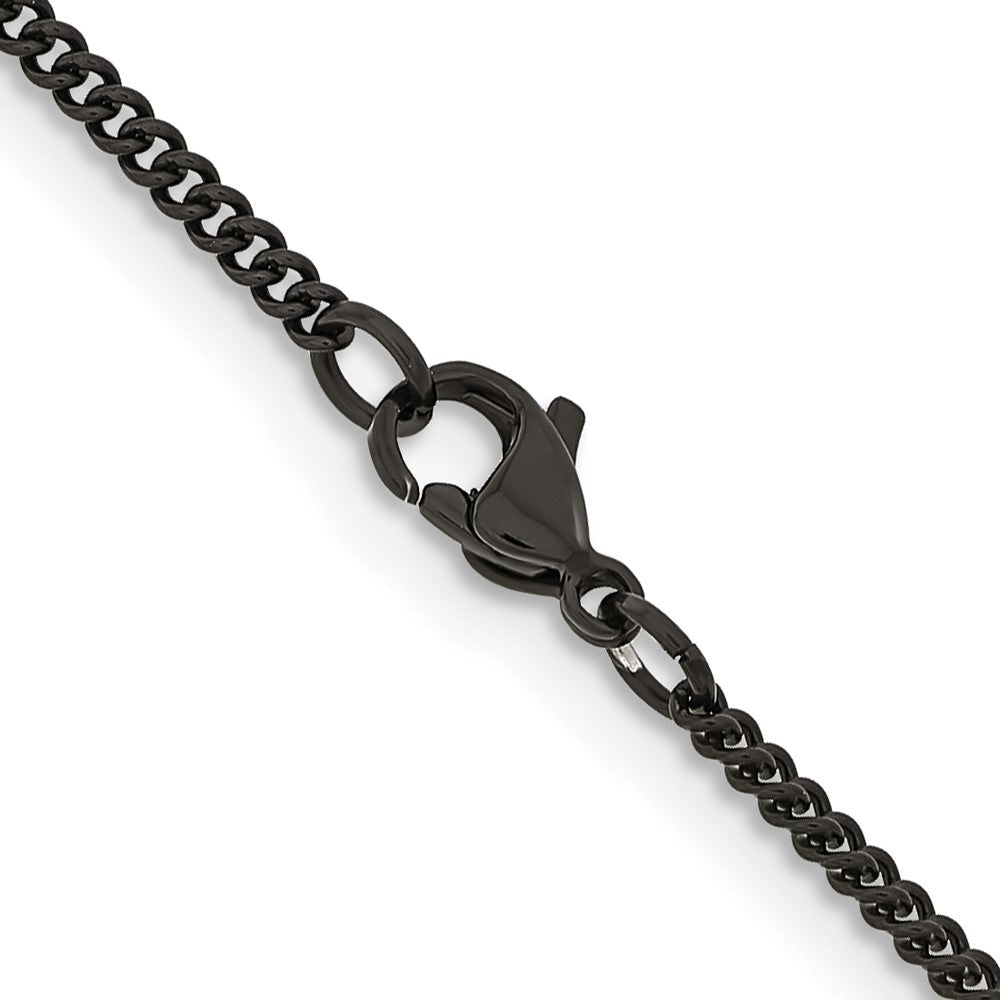Chisel Stainless Steel Polished Black IP-plated 2.25mm 22 inch Round Curb Chain