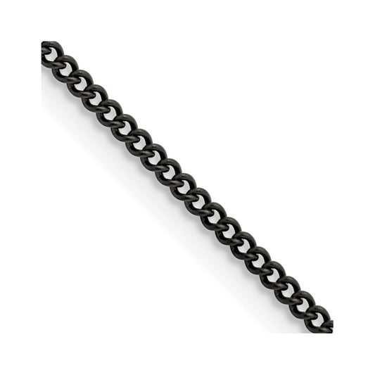 Chisel Stainless Steel Polished Black IP-plated 2.25mm 22 inch Round Curb Chain