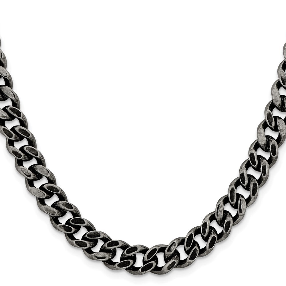 Chisel Stainless Steel Oxidized 9.25mm 24 inch Curb Chain