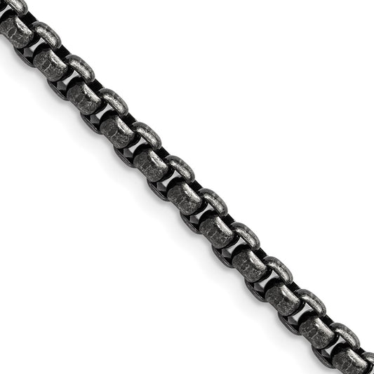 Chisel Stainless Steel Antiqued and Polished 3.9mm 20 inch Rounded Box Chain