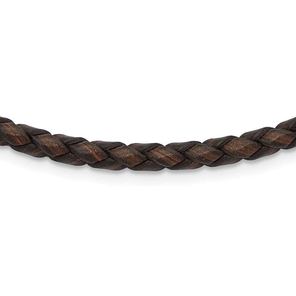 Chisel 4mm Genuine Leather Hexagon Weave 18 inch Necklace