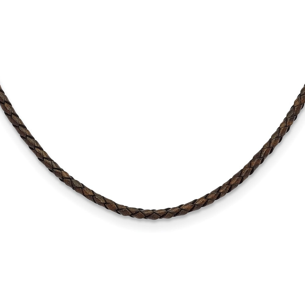 Chisel 4mm Genuine Leather Hexagon Weave 18 inch Necklace