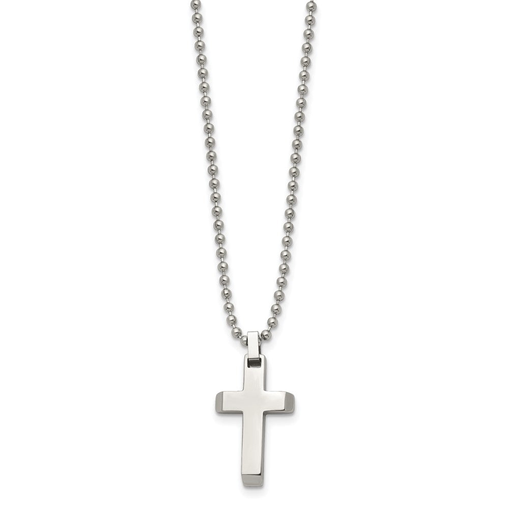 Chisel Stainless Steel Polished Cross Pendant on a 20 inch Ball Chain Necklace