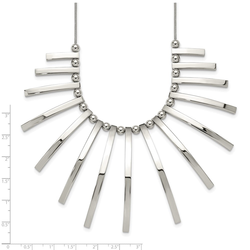 Chisel Stainless Steel Polished Bars and Beads on a 19 inch Snake Chain with a 2 inch Extension Necklace