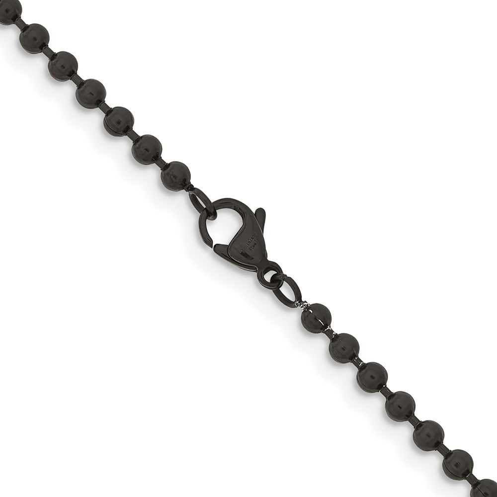 Chisel Stainless Steel Polished Black IP-plated 3mm 20 inch Ball Chain