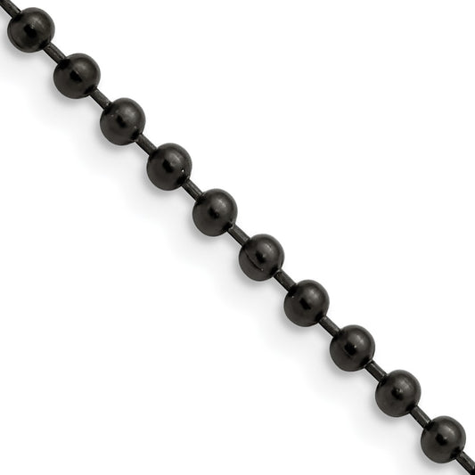 Chisel Stainless Steel Polished Black IP-plated  3mm 22 inch Ball Chain