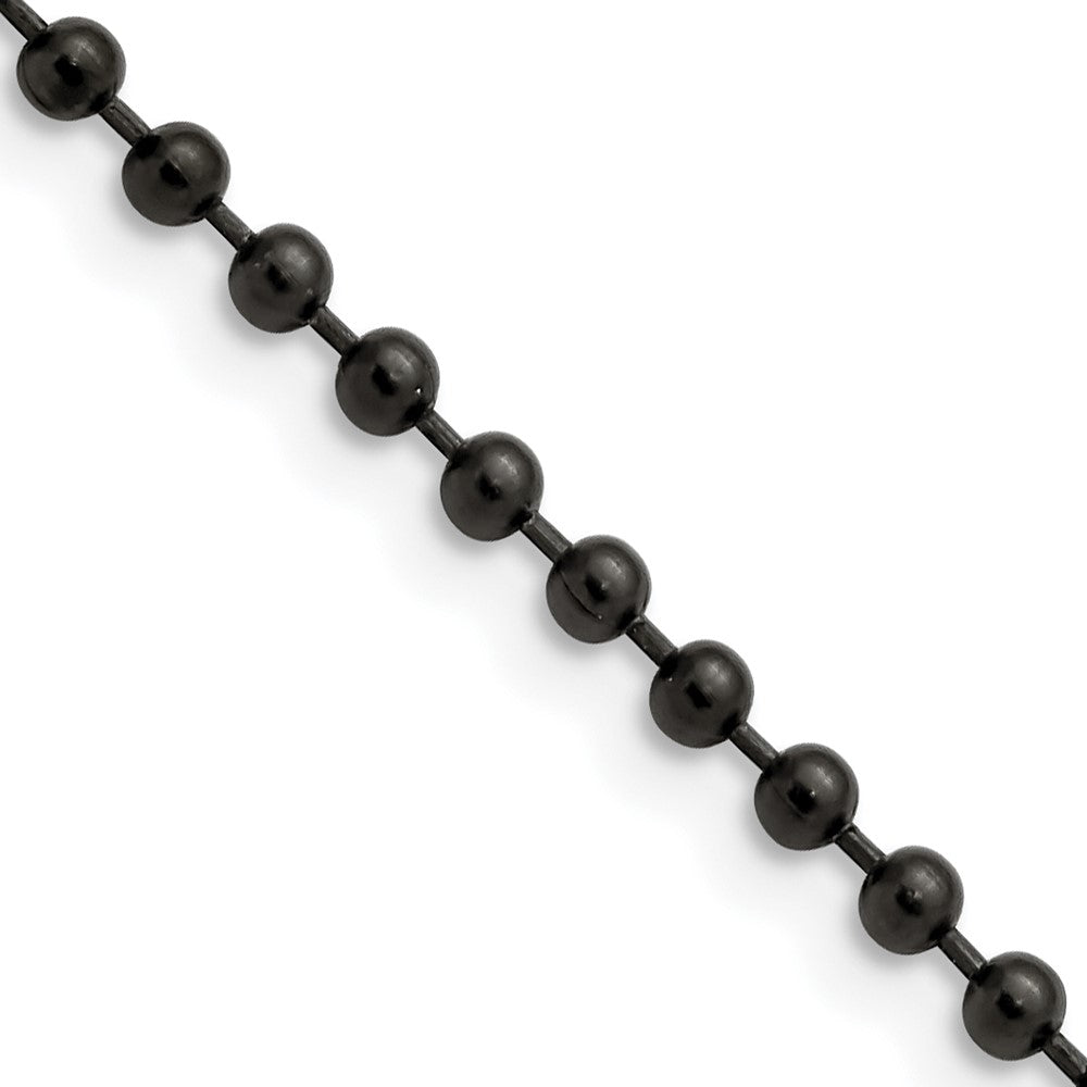 Chisel Stainless Steel Polished Black IP-plated 3mm 20 inch Ball Chain