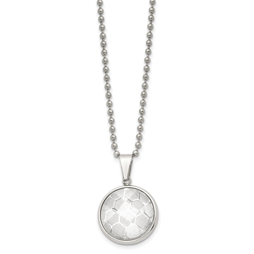 Chisel Stainless Steel Polished with Acrylic Soccer Ball Pendant on a 22 inch Ball Chain Necklace