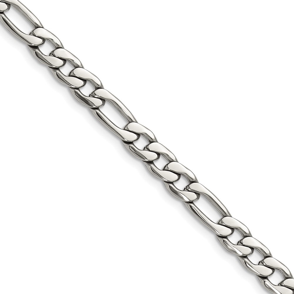 Chisel Stainless Steel Polished 6mm 20in Figaro Chain