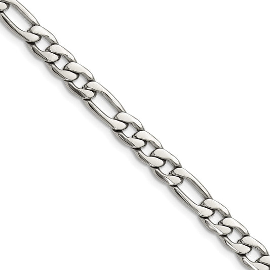Chisel Stainless Steel Polished 6mm 20in Figaro Chain