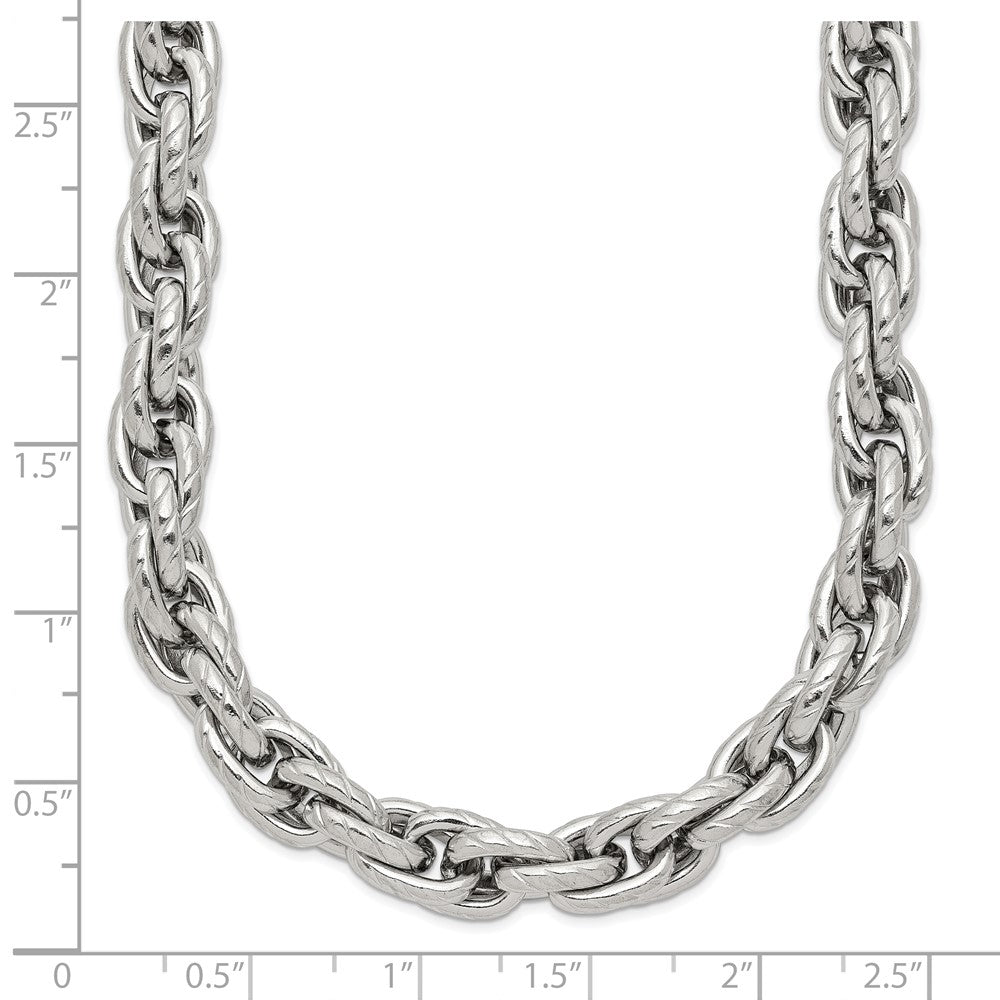 Chisel Stainless Steel Polished and Textured 24 inch Fancy Rope Chain