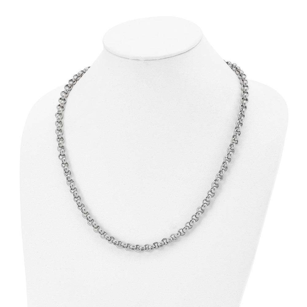 Chisel Stainless Steel Polished and Textured 24 inch Link Necklace