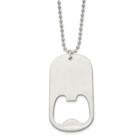 Chisel Stainless Steel Brushed Functional Bottle Opener Dog Tag on a 22 inch Ball Chain Necklace