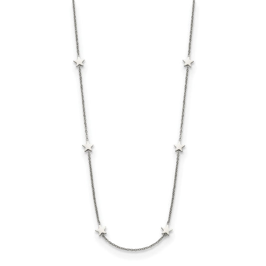 Chisel Stainless Steel Polished Stars on a 35 inch Cable Chain Necklace