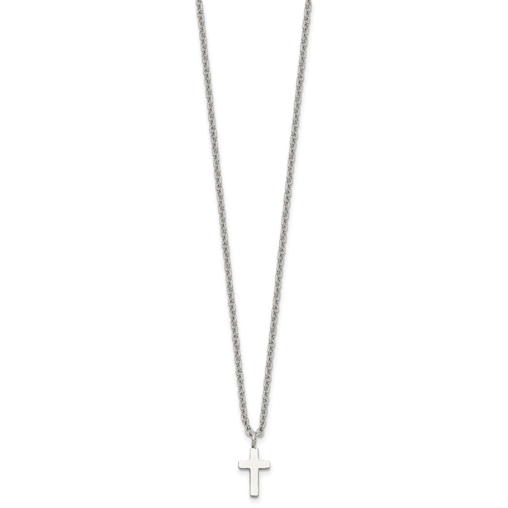 Chisel Stainless Steel Polished 11mm Cross Pendant on an 18 inch Cable Chain Necklace