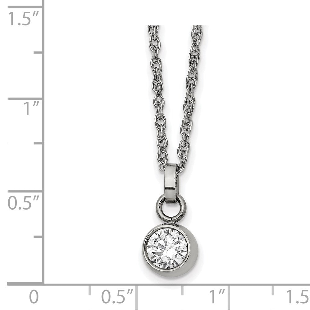 Chisel Stainless Steel Polished CZ Pendant on a 20 inch Multi Link Chain Necklace