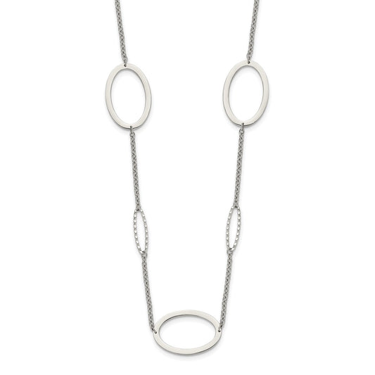 Chisel Stainless Steel Polished Fancy Oval Link 38 inch Necklace