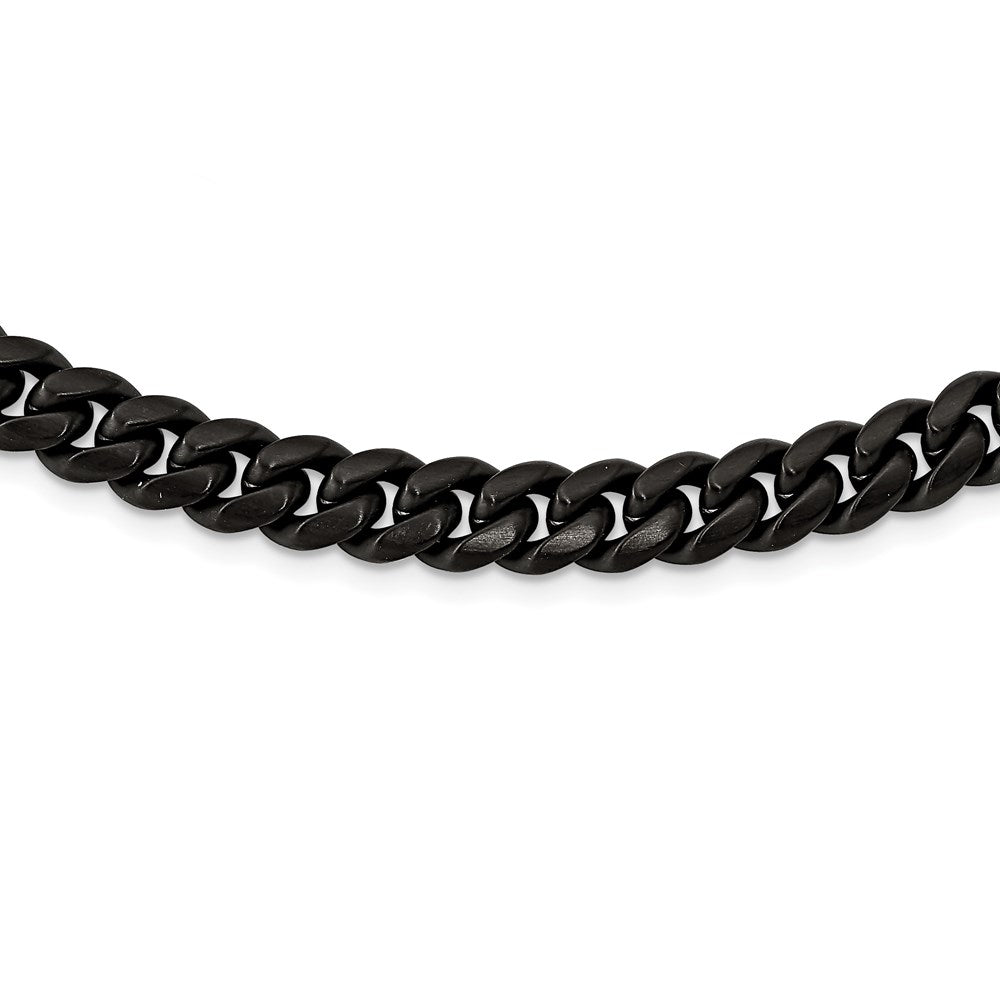 Chisel Stainless Steel Brushed Black IP-plated 10mm 24 inch Curb Necklace
