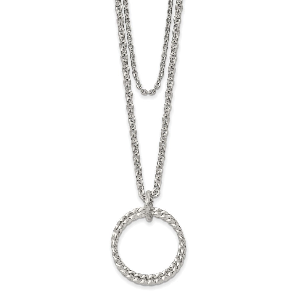 Chisel Stainless Steel Polished 2 Strand Twisted Circles 18.5 inch Necklace