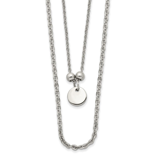 Chisel Stainless Steel Polished 2 Strand Small Disc 16.5 inch with a 1.5 inch Extension Necklace