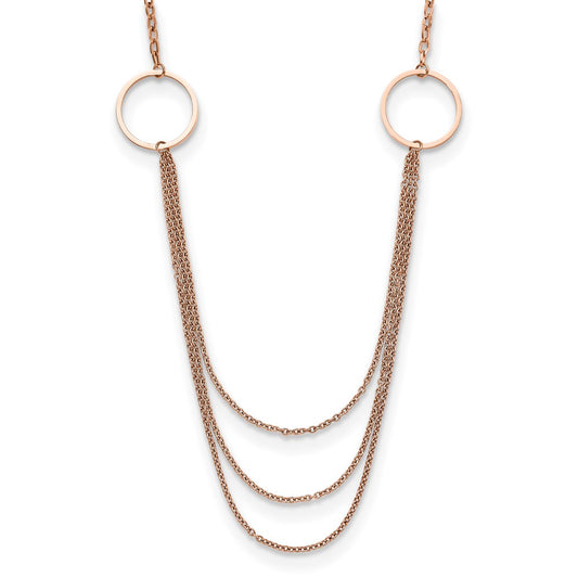 Chisel Stainless Steel Polished Rose IP-plated Multi Chain 35.5 inch Necklace
