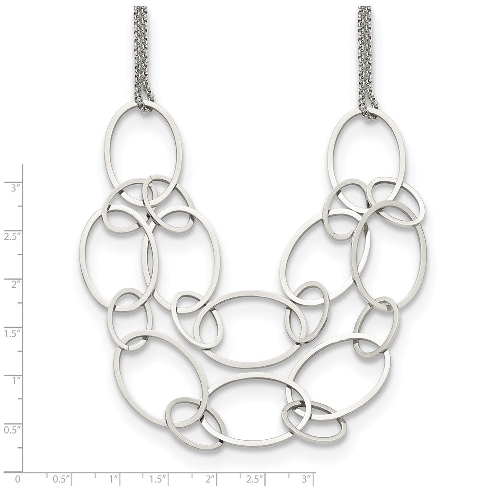 Chisel Stainless Steel Polished Oval Link 2-Strand 19 inch with 1.5 inch Extension Necklace