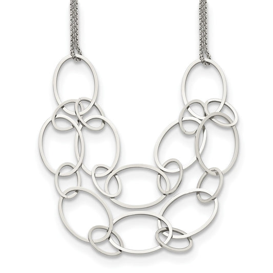 Chisel Stainless Steel Polished Oval Link 2-Strand 19 inch with 1.5 inch Extension Necklace