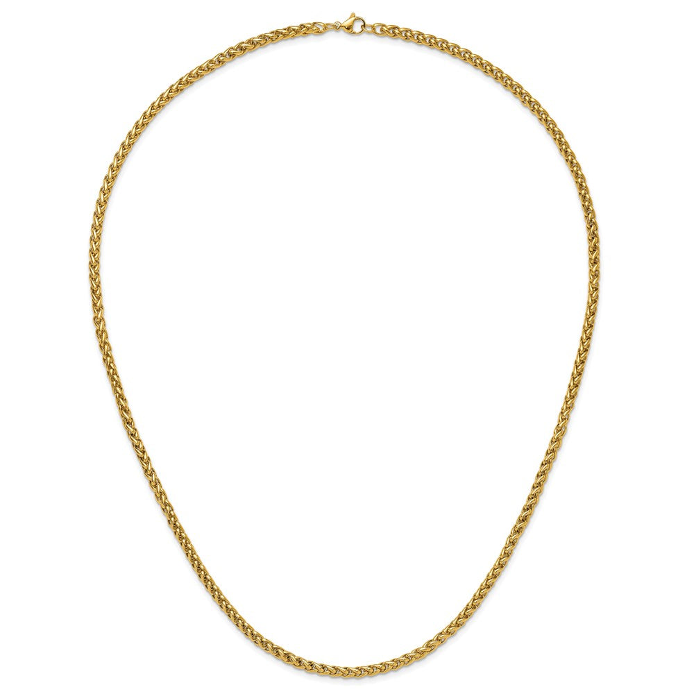 Chisel Stainless Steel Polished Yellow IP-plated 24 inch Spiga 4mm Chain Necklace
