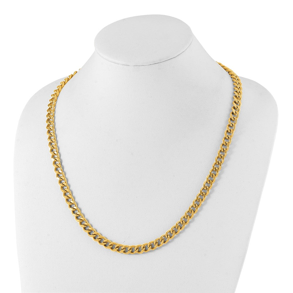 Chisel Stainless Steel Polished Yellow IP-plated 8mm 24 inch Curb Chain Necklace