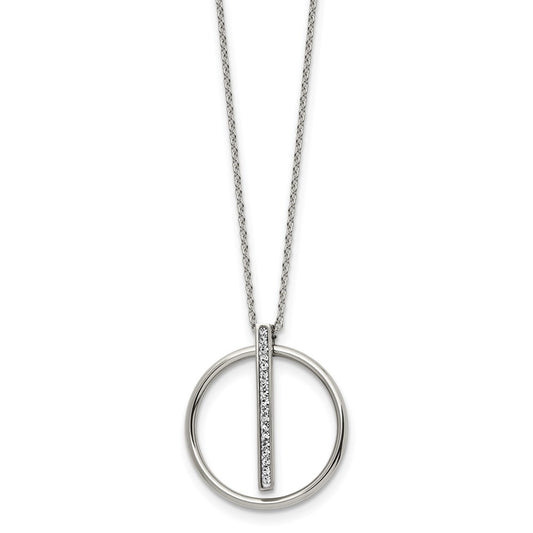 Chisel Stainless Steel Polished with Preciosa Crystal Pendant on a 16 inch Cable Chain with a 2 inch Extension Necklace