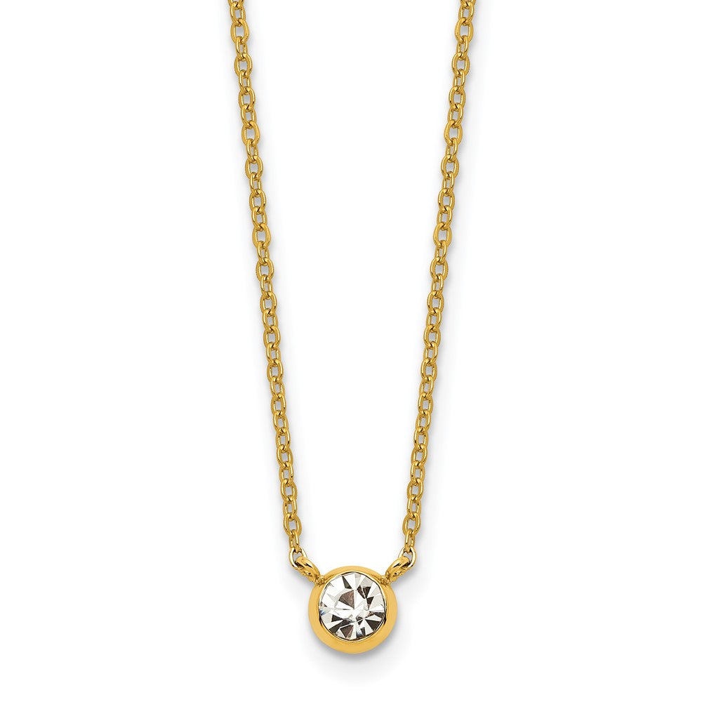 Chisel Stainless Steel Polished Yellow IP-plated Glass Pendant on a 16 inch Cable Chain with a 2 inch Extension Necklace