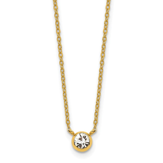 Chisel Stainless Steel Polished Yellow IP-plated Glass Pendant on a 16 inch Cable Chain with a 2 inch Extension Necklace
