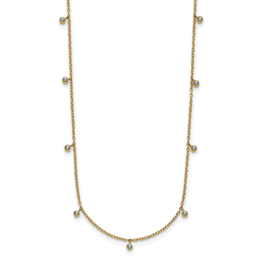 Chisel Stainless Steel Polished Yellow IP-plated Clear Crystal 17.5 inch with 2 inch Extension Necklace