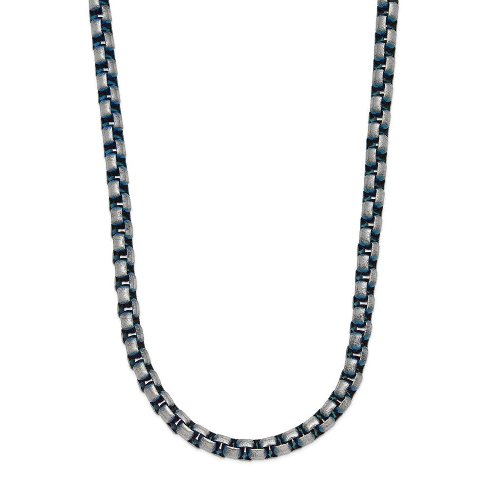 Chisel Stainless Steel Polished Blue IP-plated 6mm 22 inch Rolo Chain Necklace
