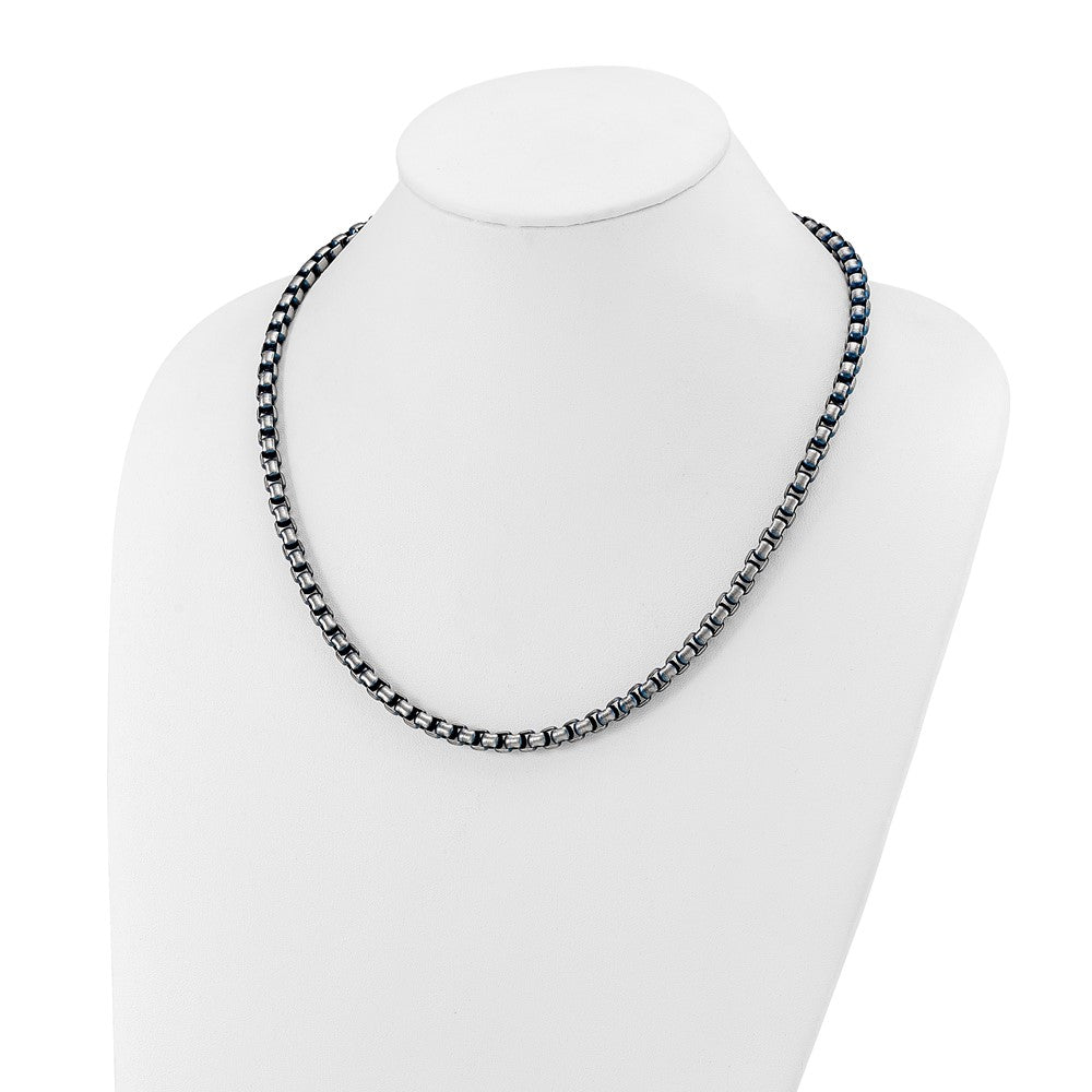 Chisel Stainless Steel Polished Blue IP-plated 6mm 22 inch Rolo Chain Necklace