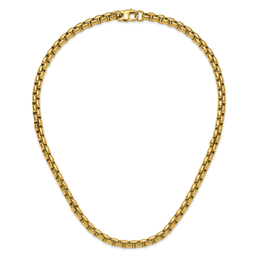 Chisel Stainless Steel Polished Yellow IP-plated 8mm 24 inch Round Box Chain Necklace