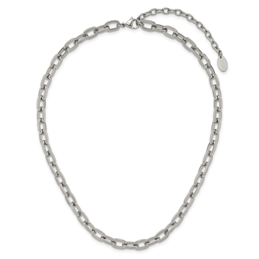 Chisel Stainless Steel Polished 16 inch Plus a 2.5 inch Extension Cable Link Necklace