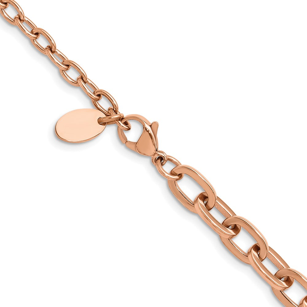 Chisel Stainless Steel Polished Rose IP-plated 16 inch Plus a 2.5 inch Extension Cable Link Necklace
