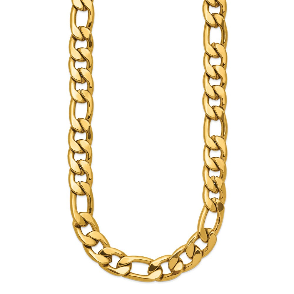 Chisel Stainless Steel Polished Yellow IP-plated 16 inch Plus a 3 inch Extension Figaro Link Necklace
