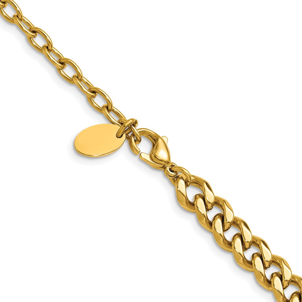 Chisel Stainless Steel Polished Yellow IP-plated 16 inch Plus a 3 inch Extension Curb Link Necklace